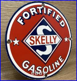 Vintage Skelly Gasoline Porcelain Sign Gas Station Pump Plate Motor Oil Lubester