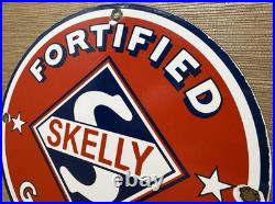 Vintage Skelly Gasoline Porcelain Sign Gas Station Pump Plate Motor Oil Lubester
