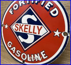 Vintage Skelly Gasoline Porcelain Sign Gas Station Pump Plate Motor Oil Lubester