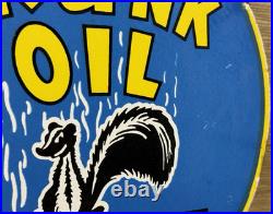 Vintage Skunk Oil Porcelain Sign Heavy Duty Dealership Gas Station Motor Oil