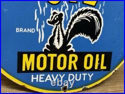 Vintage Skunk Oil Porcelain Sign Heavy Duty Dealership Gas Station Motor Oil