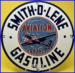 Vintage Smith-o-lene Gasoline Porcelain Sign Motor Oil Gas Station Pump Plate
