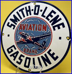 Vintage Smith-o-lene Gasoline Porcelain Sign Motor Oil Gas Station Pump Plate