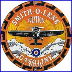 Vintage Smith-o-lene Porcelain Sign Gas Station Pump Plate Motor Oil Service