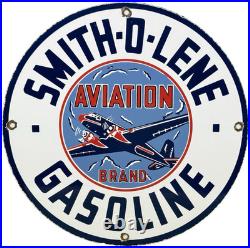 Vintage Smith-o-lene Porcelain Sign Gas Station Pump Plate Motor Oil Service