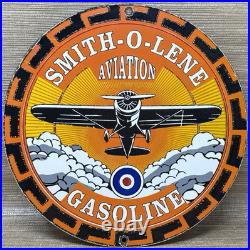 Vintage Smith-o-lene Porcelain Sign Gas Station Pump Plate Motor Oil Service