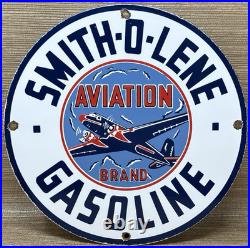 Vintage Smith-o-lene Porcelain Sign Gas Station Pump Plate Motor Oil Service