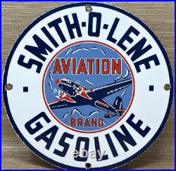 Vintage Smith-o-lene Porcelain Sign Gas Station Pump Plate Motor Oil Service