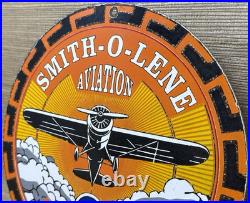 Vintage Smith-o-lene Porcelain Sign Gas Station Pump Plate Motor Oil Service