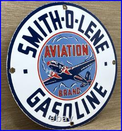 Vintage Smith-o-lene Porcelain Sign Gas Station Pump Plate Motor Oil Service