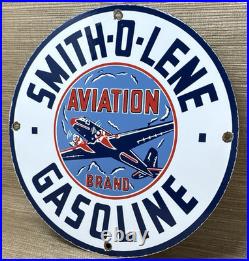 Vintage Smith-o-lene Porcelain Sign Gas Station Pump Plate Motor Oil Service