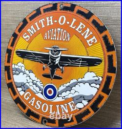 Vintage Smith-o-lene Porcelain Sign Gas Station Pump Plate Motor Oil Service