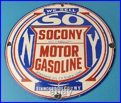 Vintage Socony Gasoline Sign Motor Oil Porcelain Gas Pump Station Sign Vintage Socony Gasoline Sign Motor Oil Porcelain Gas Pump Station Sign