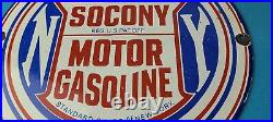 Vintage Socony Gasoline Sign Motor Oil Porcelain Gas Pump Station Sign Vintage Socony Gasoline Sign Motor Oil Porcelain Gas Pump Station Sign