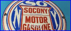 Vintage Socony Gasoline Sign Motor Oil Porcelain Gas Pump Station Sign Vintage Socony Gasoline Sign Motor Oil Porcelain Gas Pump Station Sign