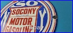Vintage Socony Gasoline Sign Motor Oil Porcelain Gas Pump Station Sign Vintage Socony Gasoline Sign Motor Oil Porcelain Gas Pump Station Sign