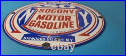 Vintage Socony Gasoline Sign Motor Oil Porcelain Gas Pump Station Sign Vintage Socony Gasoline Sign Motor Oil Porcelain Gas Pump Station Sign