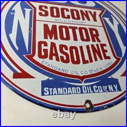 Vintage Socony Gasoline Sign Motor Oil Porcelain Gas Pump Station Sign