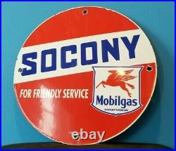 Vintage Socony Motor Oil Porcelain Pegasus Gasoline Service Station Pump Sign