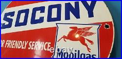 Vintage Socony Motor Oil Porcelain Pegasus Gasoline Service Station Pump Sign