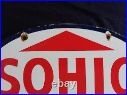 Vintage Sohio Gasoline / Motor Oil Porcelain Gas Pump Sign
