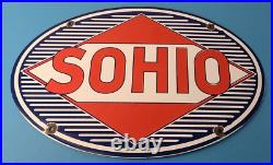 Vintage Sohio Gasoline Sign Porcelain Gas Motor Oil Service Ohio Pump Sign