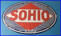 Vintage Sohio Gasoline Sign Porcelain Gas Motor Oil Service Ohio Pump Sign