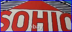 Vintage Sohio Gasoline Sign Porcelain Gas Motor Oil Service Ohio Pump Sign