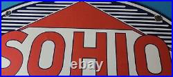 Vintage Sohio Gasoline Sign Porcelain Gas Motor Oil Service Ohio Pump Sign