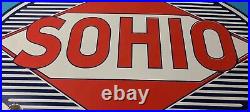 Vintage Sohio Gasoline Sign Porcelain Gas Motor Oil Service Ohio Pump Sign