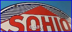 Vintage Sohio Gasoline Sign Porcelain Gas Motor Oil Service Ohio Pump Sign