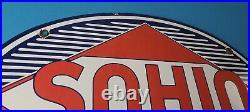 Vintage Sohio Gasoline Sign Porcelain Gas Motor Oil Service Ohio Pump Sign