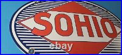 Vintage Sohio Gasoline Sign Porcelain Gas Motor Oil Service Ohio Pump Sign