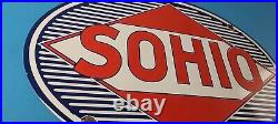 Vintage Sohio Gasoline Sign Porcelain Gas Motor Oil Service Ohio Pump Sign