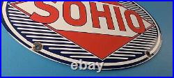 Vintage Sohio Gasoline Sign Porcelain Gas Motor Oil Service Ohio Pump Sign