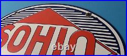 Vintage Sohio Gasoline Sign Porcelain Gas Motor Oil Service Ohio Pump Sign