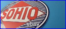 Vintage Sohio Gasoline Sign Porcelain Gas Motor Oil Service Ohio Pump Sign