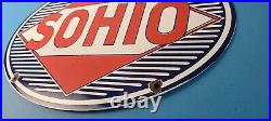 Vintage Sohio Gasoline Sign Porcelain Gas Motor Oil Service Ohio Pump Sign