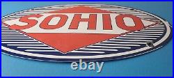 Vintage Sohio Gasoline Sign Porcelain Gas Motor Oil Service Ohio Pump Sign