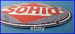 Vintage Sohio Gasoline Sign Porcelain Gas Motor Oil Service Ohio Pump Sign