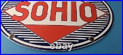 Vintage Sohio Gasoline Sign Porcelain Gas Motor Oil Service Ohio Pump Sign