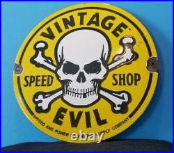 Vintage Speed Demon Automobile Porcelain Gas Oil Service Shop Evil Motors Sign