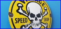 Vintage Speed Demon Automobile Porcelain Gas Oil Service Shop Evil Motors Sign