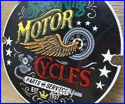 Vintage Speedking Motorcycles Porcelain Sign Motor Oil Gas Station Pump Plate