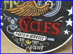 Vintage Speedking Motorcycles Porcelain Sign Motor Oil Gas Station Pump Plate