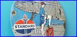 Vintage Standard Gasoline Porcelain Clipper Gal Gas Motor Oil Aviation Fuel Sign