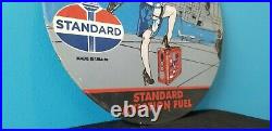 Vintage Standard Gasoline Porcelain Clipper Gal Gas Motor Oil Aviation Fuel Sign