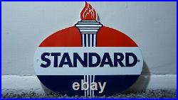 Vintage Standard Gasoline Porcelain Metal Sign Gas Motor Oil Station Pump Rare