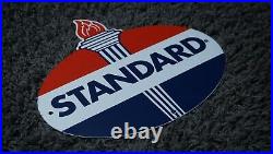 Vintage Standard Gasoline Porcelain Metal Sign Gas Motor Oil Station Pump Rare