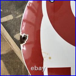 Vintage Standard Motor Oil Polarine Gas 12 Inch Convex Porcelain Enamel Sign